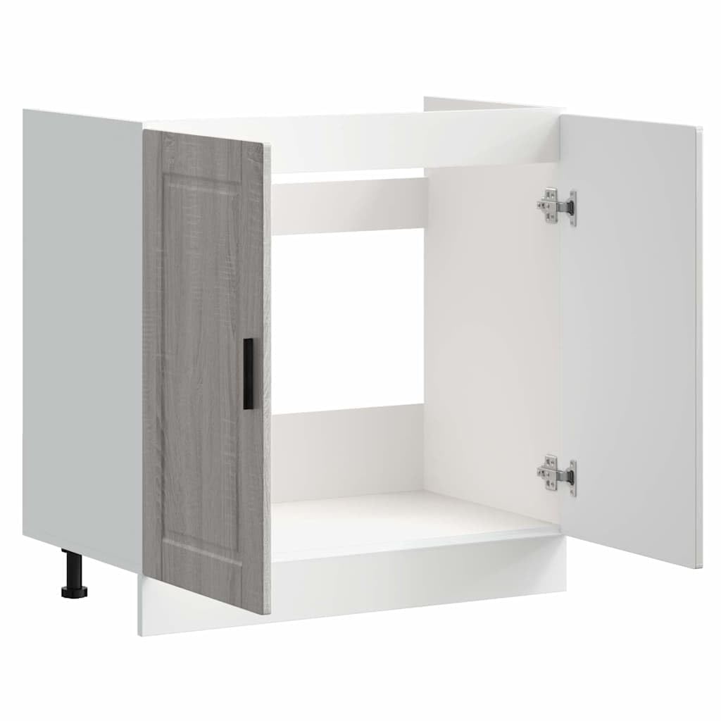 Porto Sonoma szafka pod zlewozmywak, szara, 80 x 46 x 81,5 cm, z materiału drewnopochodnego, szafka kuchenna z miejscem do przechowywania, regulowanymi nóżkami, drzwiami, nadaje się do naczyń