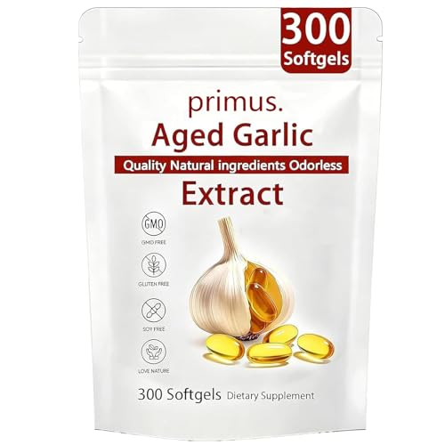 Boranel Primus Aged Garlic Extract LUMINE Aged Garlic Extract - Count Odorless Garlic Supplement Garlic Extract Capsules for Antioxidant & Heart Support Non-GMO 300 Softgels