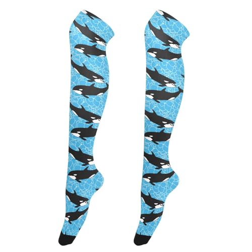 Image of Orca Killer Whale Women's Thigh High Socks Long Over Knee Socks Thick Leg Warm Boot Stockings