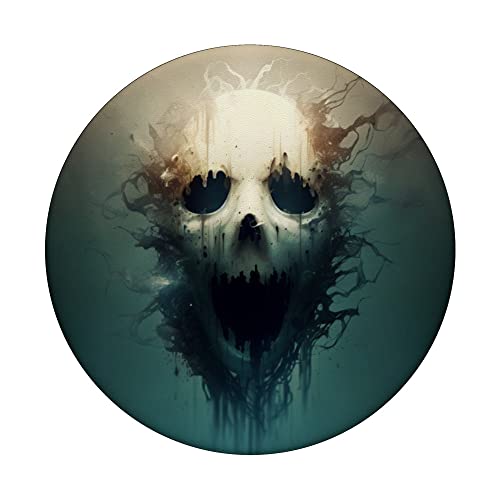 Creepy Ghost Face for Halloween PopSockets Swappable PopGrip, Black - Image 3