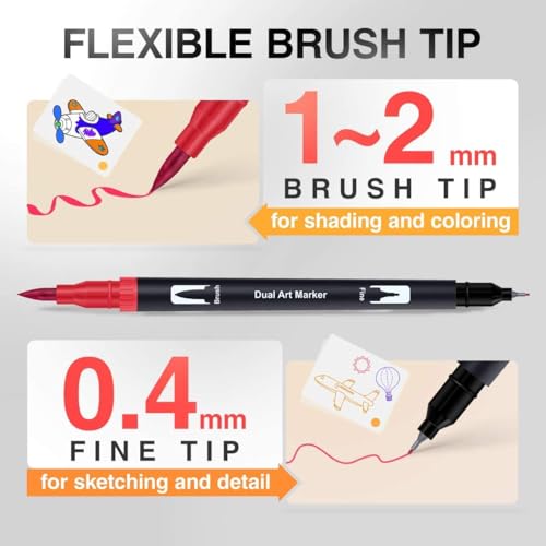 Image of Corslet Brush Pens 24 Shades Dual tip Color Marker Sketch Pens