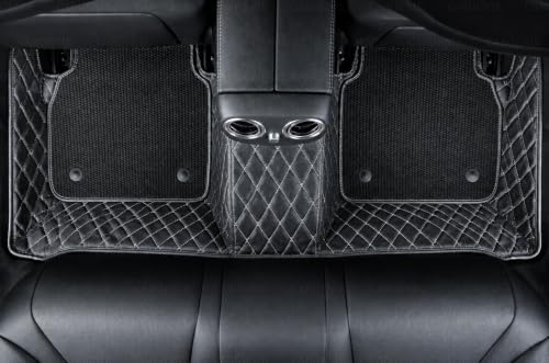Image of 7D Car Floor Mats for Mahindra 3XO EV | Black Silver | Waterproof | Anti-Slip | PU Leather | Full Coverage | All Weather | Custom Fitted 7D Car Foot Mats