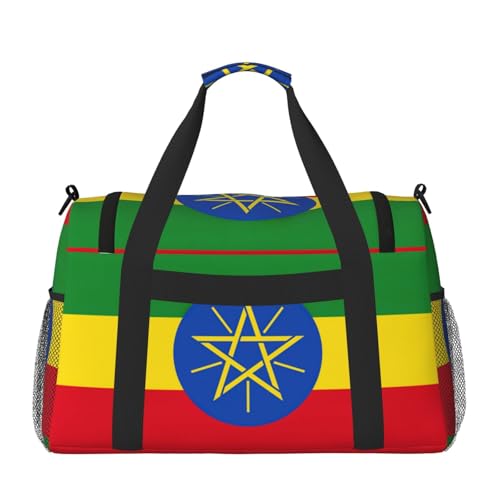 Flag Of Ethiopia Print Duffle Bag, Personal Item Travel Bag For Airlines, Weekender Bags For Women, Sports Tote Bag2