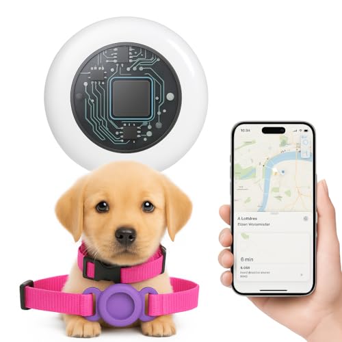 Localizador Mascotas – Try&GETFUNstore - Localizador GPS Perros sin Cuota | Rastreador en Tiempo Real con Find My | iOS | Compacto Resistente al Agua IPX7 | Ideal Coche Niños Equipaje. Talla M Rosa