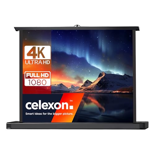 celexon Mini Professional Tisch-Leinwand 30' | 61x46 cm 4:3 | kleine, Mobile 4K-Leinwand für unterwegs, schnell aufgebaut mit Teleskopstange | ideal mit Pico- BZW. Pocket-Projektoren & Mini-Beamern