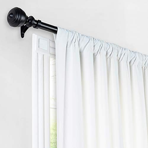Deco Window Adjustable Curtain Pole 91 to 168 cm Extendable 36 to 66 Inch Curtain Rod for Windows with Oval Urn Finials & Bracket Set (Black, 25mm Diameter)