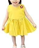 Niñas Vestidos De Fiesta Princesa Playeros Ceremonia Elegantes Casual Sin Mangas Floral Impresión - Amarillo - 120CM