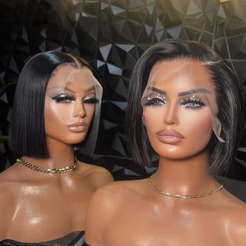 Straight Short Bob Clean Blunt Cut Natural Black Color HD