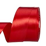 YASEO Cinta de satén sólido rojo de 1 1/2 pulgadas, cinta de tela para envolver regalos, ramos florales, decoración de bodas, fiestas, 50 yardas