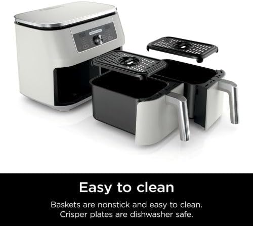 Miniatura 4 de Ninja Foodi Freidora de aire de 8 cuartos de galón con 6 funciones en 1, zona dual, 2 canastas con acabado inteligente, cocción coincidente