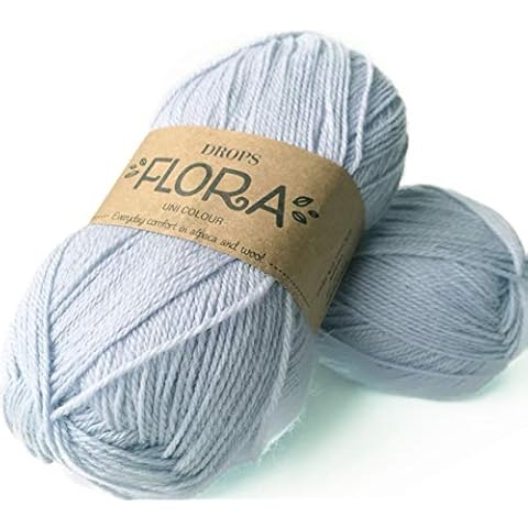 DROPS Flora 14 UNI Ice Blue 4 ply Yarn Cover