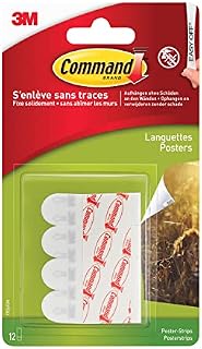 Command Poster Strips, Pack of 12 Adhesive Strips, White - Damage Free Hanging
