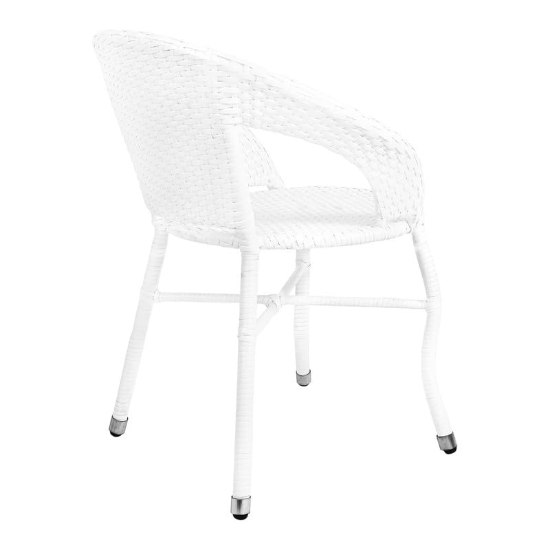Image of Amazon Brand - Solimo Rattan and Wicker Garden Patio Seating Chair and Table Set Outdoor Balcony Garden Coffee Table Set Furniture with 1 Square Glass Top Table and 2 Chairs Set for Home (White)