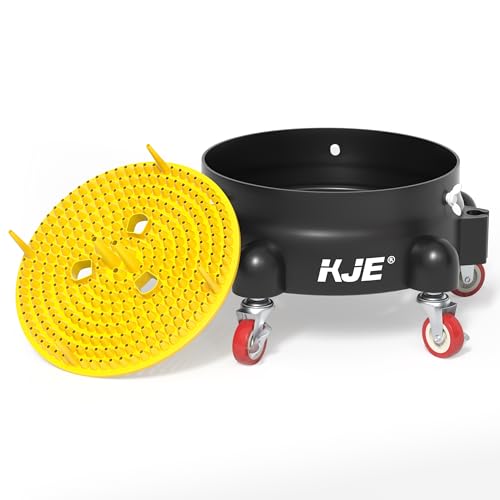 KJE Bucket Dolly with Wheels 360 Rolling Car Wash Buckets Dolly for Detailing Rolling Wash Bucket with 5 Wheels and 2 Locking Casters Compatible with 2.5-7 Gallon Buckets Supports Up to 300 lbs