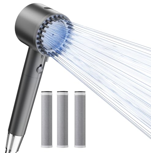 Cobbe Cabezal de ducha con filtro perfumado, cabezal de ducha de alta presión de agua dura con filtro de 20 etapas, modo de pulverización 4+1, potente lavado a presión integrado para eliminar el cloro