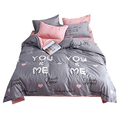 Housse de couette 2 personnes parure lit microfibre hypoallergénique drap