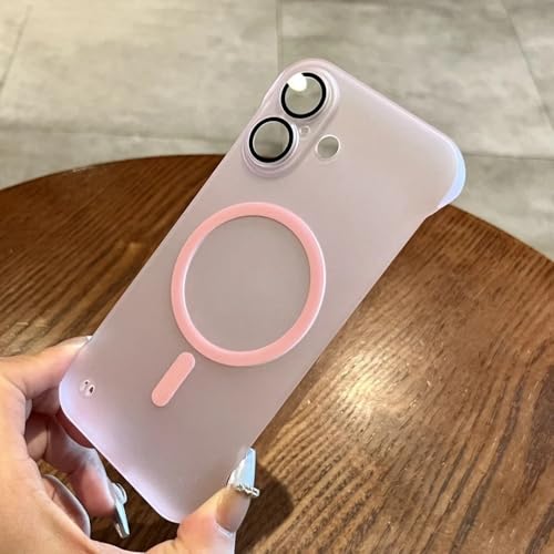 for iPhone 16 15 14 13 12 11 Pro Max 16 Plus �p �t���[�����X �����^ �}�O�l�b�g���P�[�X ���C�����X�[�d ���M�J�o�[ �s���N for iPhone 15pro�p