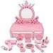 YIJIAHUI Tavolino di Trucco Giocattolo Bambini Bambini Bimbi Ragazze Fingere Giocare Specchio Cosmetici Lavorare Asciugacapelli Set Comò Trucco in Legno E Accessori Trucco Ragazza in Legno Rosa