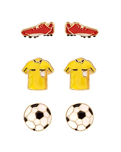Fashion Jewelry ~ 3 Pair Sports Theme Soccer Ball Sneaker