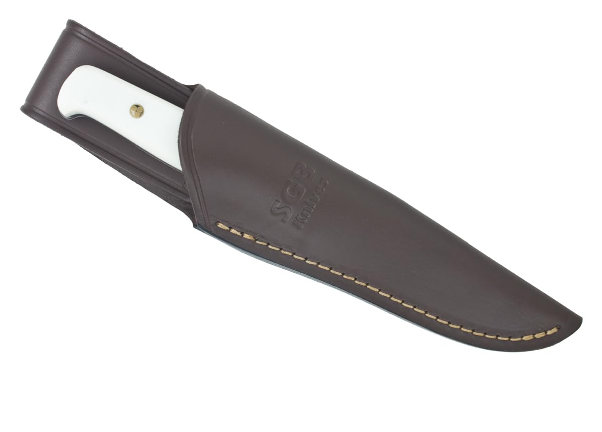 PUMA SGB – Hunter's Pal - Feststehendes Jagdmesser - Griffschalen aus POM Commando Stag - 100mm Klinge aus deutschem Stahl (1.4116, 55-57 HRC) - Messingknebel - Inkl. Lederscheide (Art.Nr.: 6116397CS)