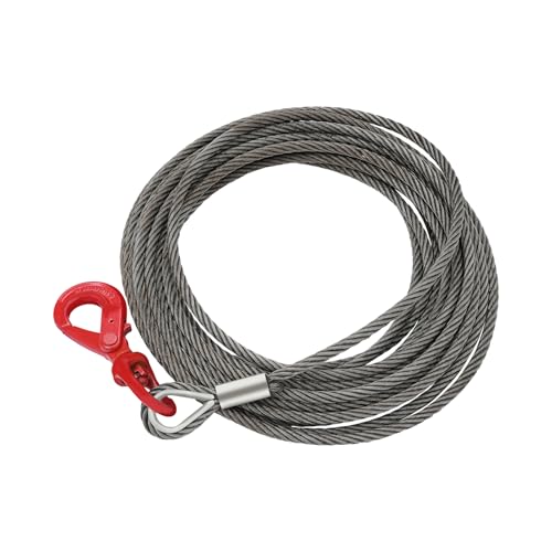 Heavy Duty 1/2" x 75FT Steel Winch Cable with 17600 lbs Breaking Strength, Self-Locking Swivel Hook, Durable Wire Rope for Towing, Recovery, Tow Trucks, Cranes (Yellow)