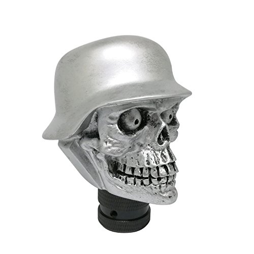 Mavota Gear Shift Knob Skull Head Hat Style Automatic Shift Knob For 3 Adapter For Car Truck Suv Silver #TOP8