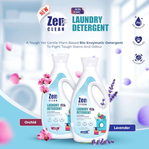 Image of Avni Wellness Zenticlean Natural Laundry Detergent | Orchid Fragrance | Plant-Based, Eco-Friendly & Herbal | Front Load & Top Load | Removes Stains & Odours | Protects Colour