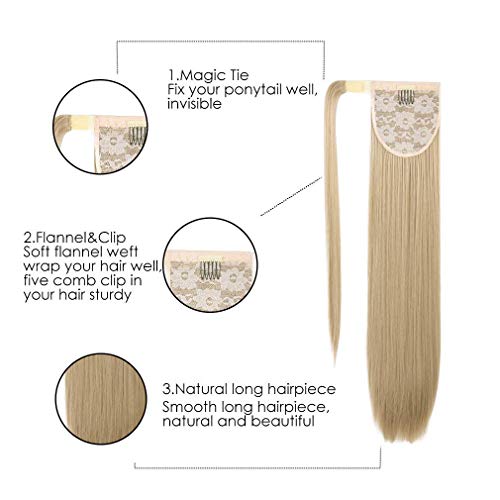 Seikea PT118_SBLACK Clip In Ponytail Extension Wrap Around Long Straight Pony Tail Hair 28 Inch Synthetic Hairpiece thumb #3