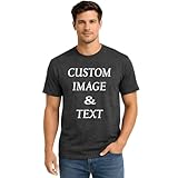 Custom T Shirt for Men Women – Personalized Tee Upload Photo Add Text Design Your Own Graphic Tshirt Front and Back Unisex Black Heather