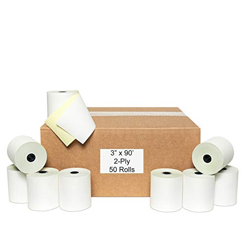 Pospaperroll 3'' x 95' White/Canary 2 Ply Carbonless Paper Cash Register Receipt Rolls for Star Micronics SP200, Star SP2000, Star SP212, Star SP216, Star SP2320, Star SP2360, Star SP242