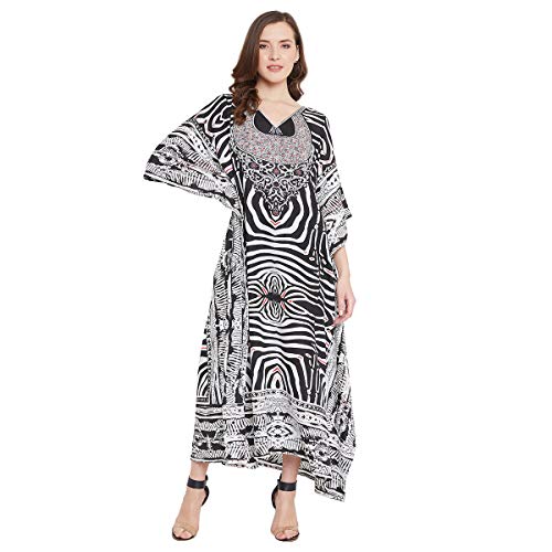 Image of Oussum Women Plus Size Kaftan Kimono Loose Maxi summer dresses for women Beach 3 /4 Sleeve Casual lounge dress Boho