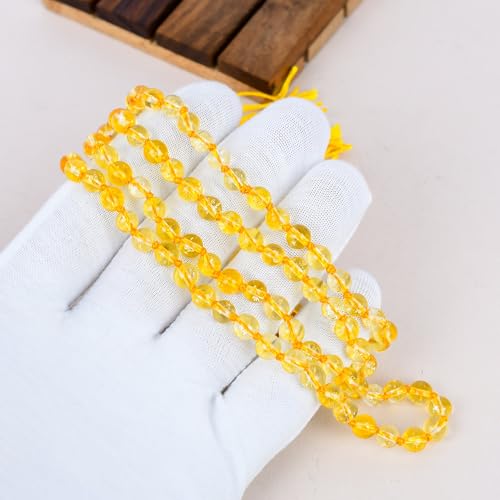 Collier Mala citrine 108 perles résistant pour concentration