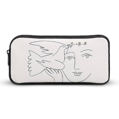 ピカソ 平和の鳩 アートパネル 1枚 飾り絵 Picasso 複製画 線画 白黒 装飾画1ペンケース 筆箱 筆入れ 多機能 ふでばこ 大容量 収納バッグ 学生 子供文具収納 男の子 女の子 プレゼント