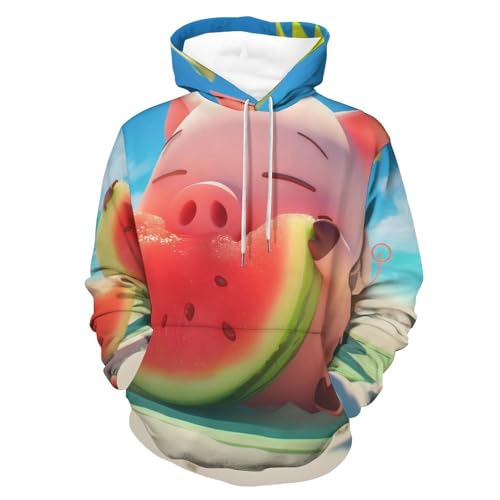 Sweat à capuche pastèque cochon un cadeau original pour homme et femme