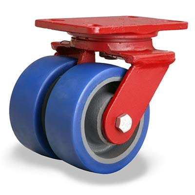 Hamilton Heavy Service Dual-Wheel Swivel Caster Part# S-HS2-5SPB 5" x 2" Ergo-Glide Polyurethane (85A) on Cast Iron Wheels with 1/2" Sealed Precision Ball Bearings - 1,500 lbs Capacity - USA Made