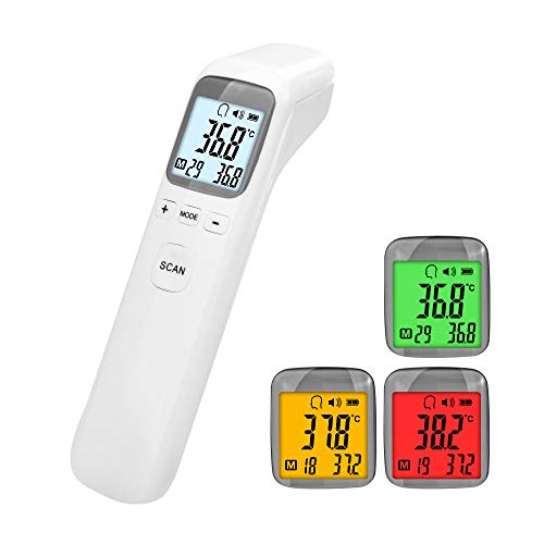 Forehead Thermometer for Adults Forehead, Instant Reading, Digital Infrared Temporal Thermometer with Fever Alarm and Memory Function-Ideal for Babies, Children, Indoor and Outdoor use, White
