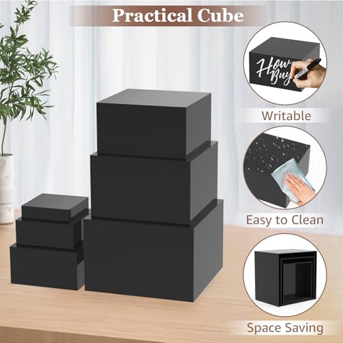 6Pcs Black Buffet Risers Set (Size 5",6",7",8",9",10"),Food Risers for Buffet Table Display Stand Shelf for Party Catering Dessert Collectibles Acrylic Cube Boxes Display with Hollow Bottoms by Ngdiluxury - Image 4