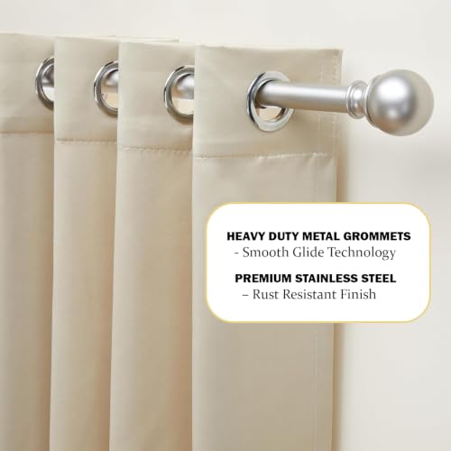 Image of Blackout Window Curtains, 100% Room Darkening | 5 Feet |Set of 2| Faux Silk Drapes| Thermal Insulated & Noise Reducing for Living Room and Bedroom|115cmx150cm, Color- Cream
