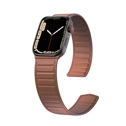 Magnet Leather Bands for Apple Watch Band 49mm 46mm 45mm 44mm 42mm 41mm 40mm, Leather Magnetic Link...