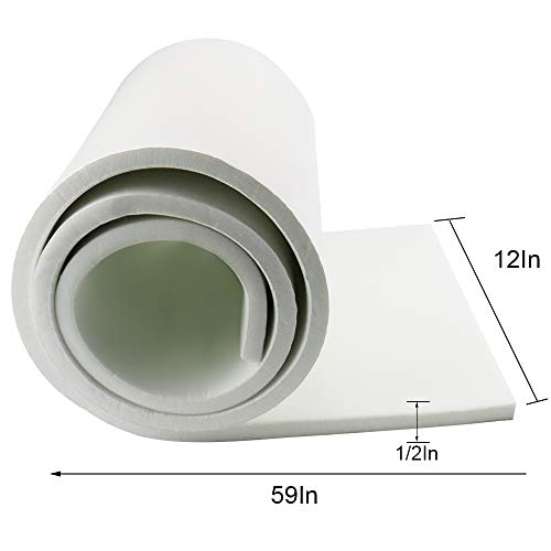 Image of DGSL Foam Insulation Neoprene Sheets with Adhesive, 12''W x 59''L x 1 /2''T | Weatherproof Soundproof Padding for Automotive, Multi-Function Soundproof Large Closed Cell Neoprene Rubber Roll, White