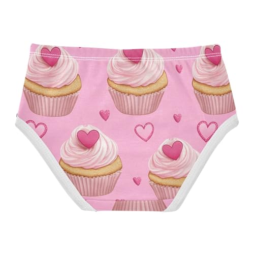 Wusikd Cute Pink Cupcakes Girls' Underwear Cotton Heart Girls Briefs Soft Toddler Underwear 2T2
