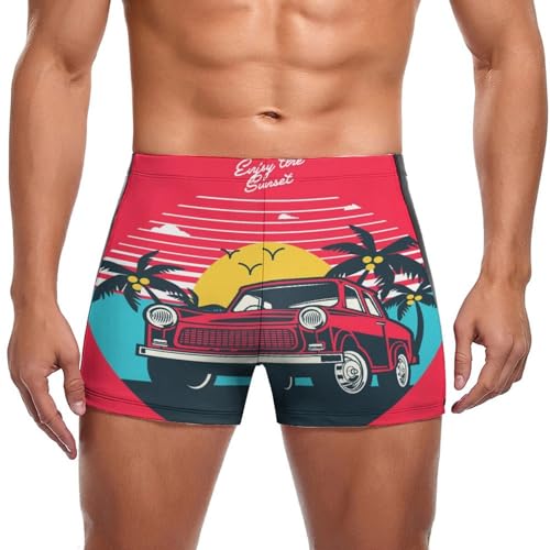 Maillot de bain slip pour homme sunset car short et boxer de natation