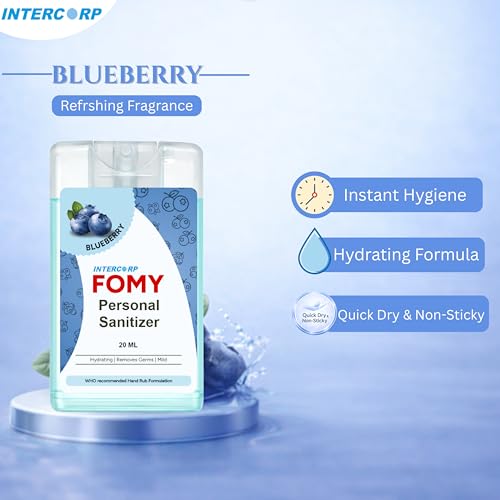 Image of Pocket Sanitizer Spray 20 ml | Hand & Surface Disinfectant | Gentle & Effective Germ Protection (20 ml, Blueberry)
