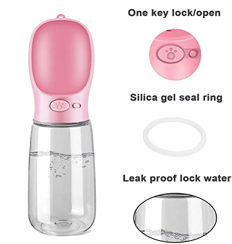 Emwel Hunde-Wasserflasche – 550 ml Wasserfutterstation auslaufsicher, tragbarer Welpen-Wasserspender mit Trinkfutterspender für Haustiere, Spaziergänge, Wandern,