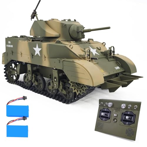 Ssccgym Remote Control Light Tank US M5A1 Stuart Tank 1/16 War RC Military Vehicle Simulation Smoke...