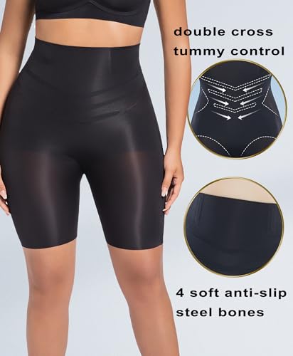 Image of PRETTYWELL Shapewear Tummy Control Shorts for Women, Comfort High Waisted Body Shaper, Seamless no Rolling Thigh Slimmer