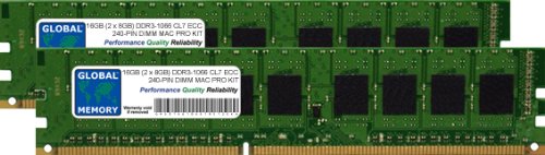 GLOBAL MEMORY 16 GB (2 x 8 GB) DDR3 1066 MHz PC3  8500 240-PIN ECC DIMM (UDIMM) Memoria RAM Kit per Apple Mac PRO (Inizio 2009  metà 2010  metà 2012)