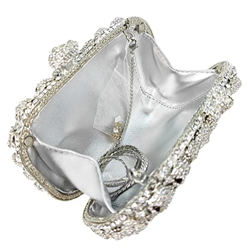 Image of Boutique De FGG Skull Crystal Clutch Purse for Women Formal Rhinestone Clutch Evening Bag Halloween Minaudiere Handbag,Mini
