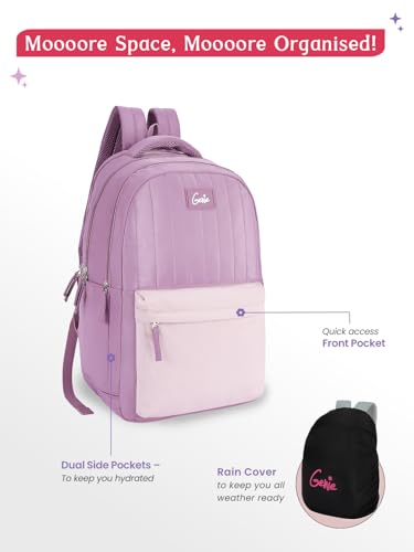 Image of Genie Quillet School Backpack For Girls |19 Inch-36 Litres With Laptop Sleeve, Rain cover, Three Compartments, |Best for Books, Water Bottles, Stationery, Laptop, Lunch Box & Essentials - Wine Red