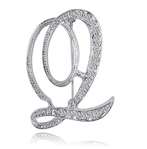 Image of Letter Brooch A-Z 26 Personalized Design Initial Letters Pins Clear Crystal Rhinestone Brooch pin